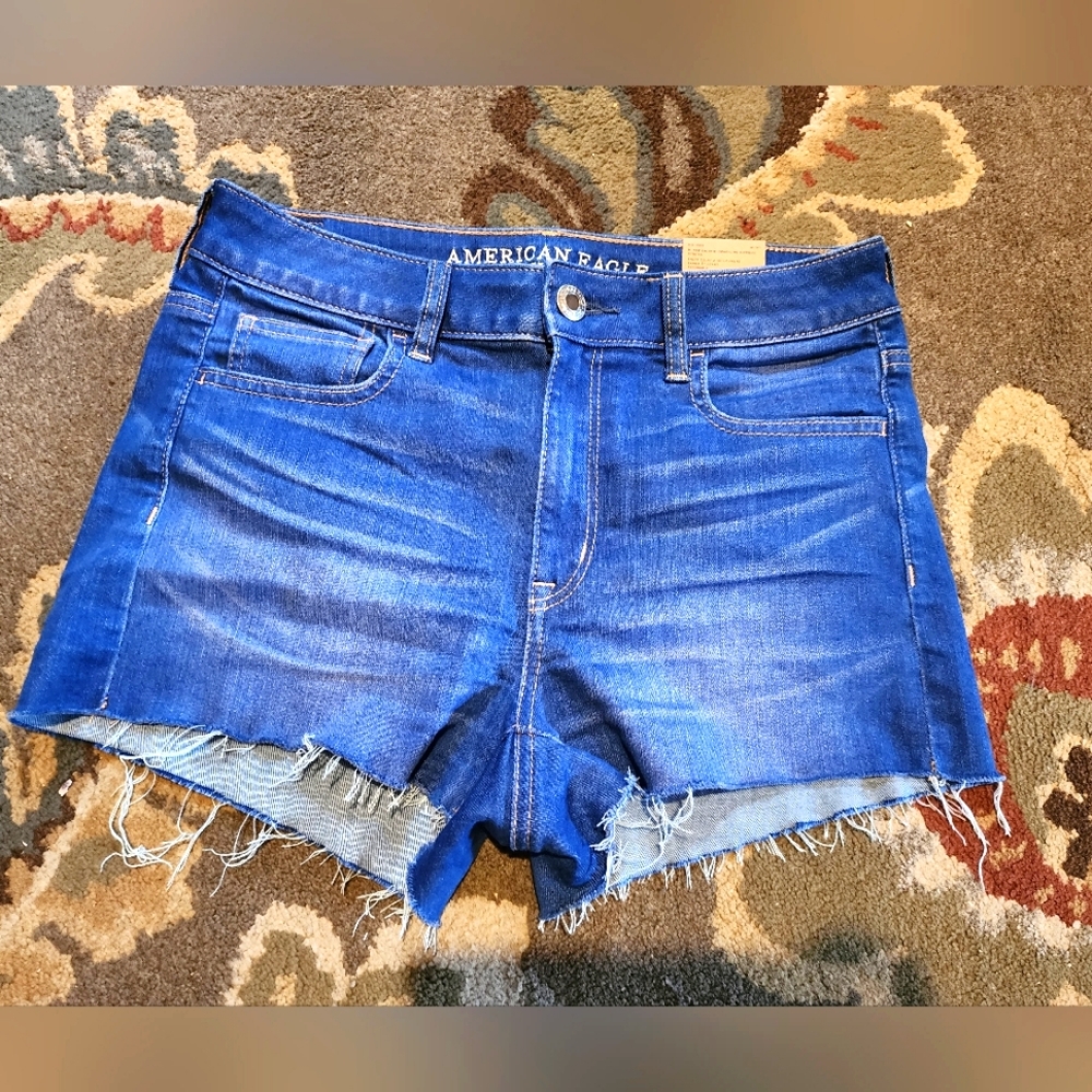 NWT American Eagle Hi-Rise Shortie Sparkling Saphire Stretch Short